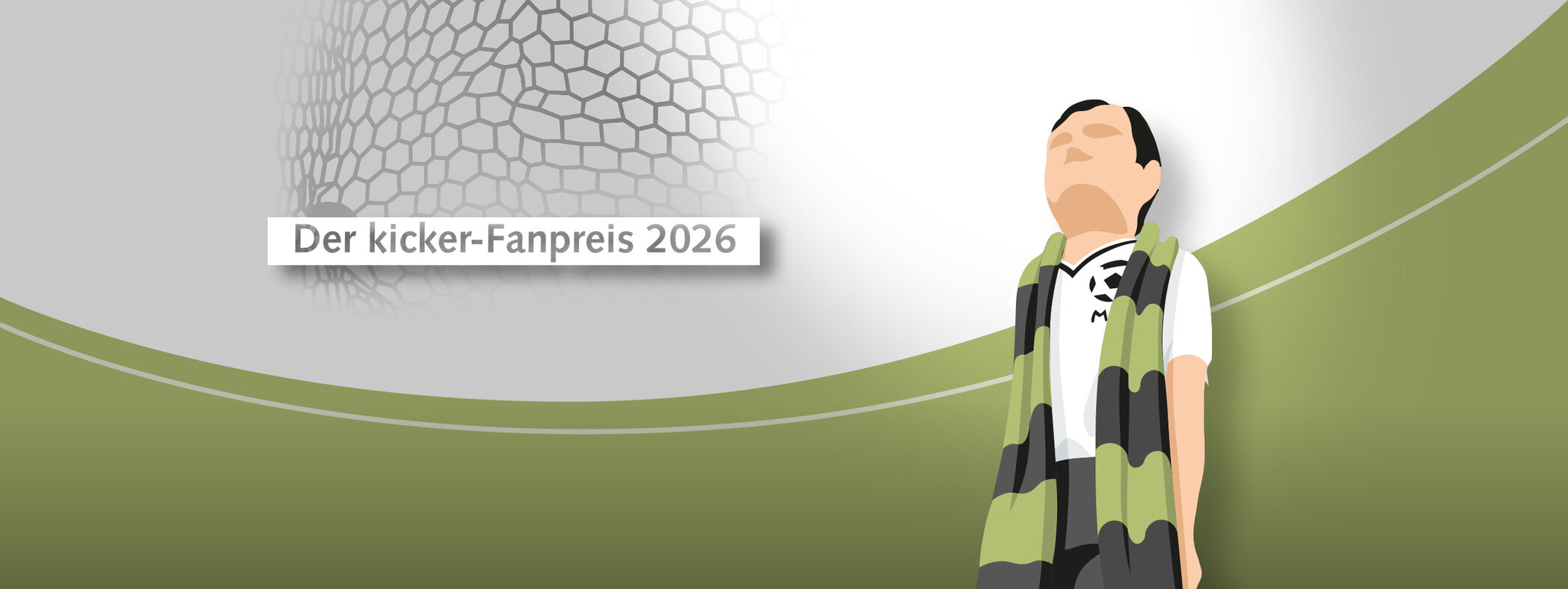 Grafik zum easyCredit-Fanpreis 2026: die Preistrophäe MAX trägt einen grün-schwarzen Fanschal