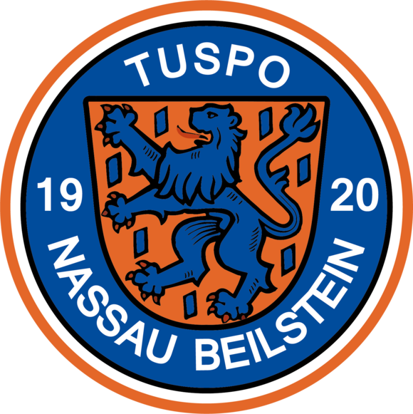 Logo des TuSpo Nassau Beilstein. Ein blaues Greif-Wappentier auf orangem Hintergrund.