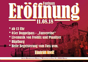 Zur Veranstaltung: "Große Fanhaus Eröffnung"